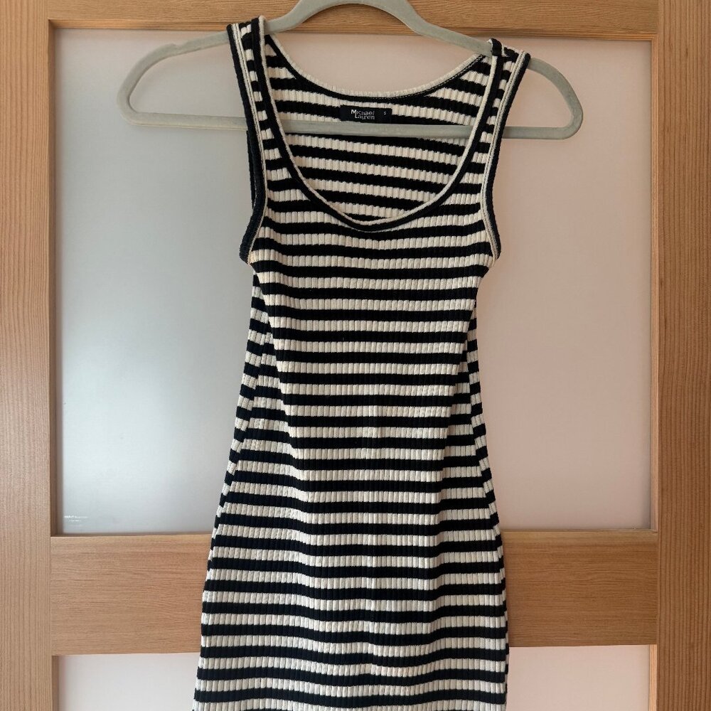 Michael Lauren black and white striped mini dress